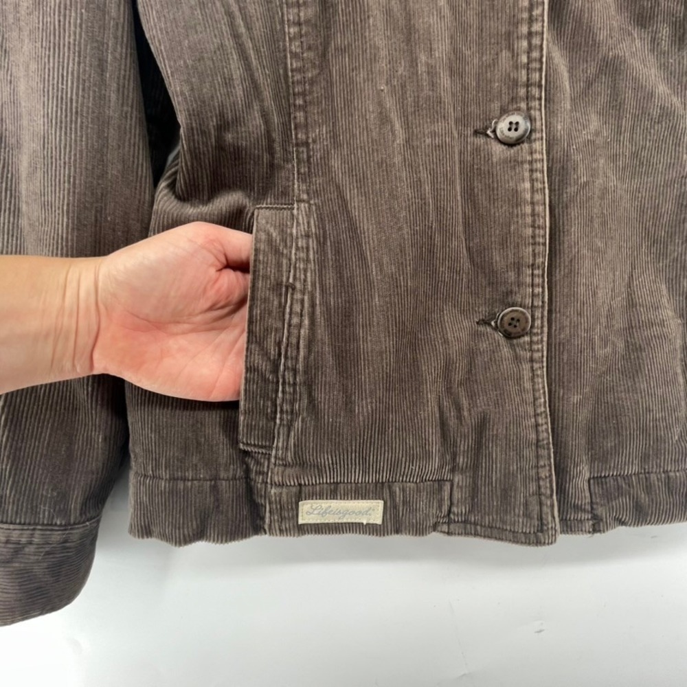 Life‎ Is Good Corduroy Jacket Coat Women Sz L Brown Fleece Lined Retro Grunge - Picture 5 of 16